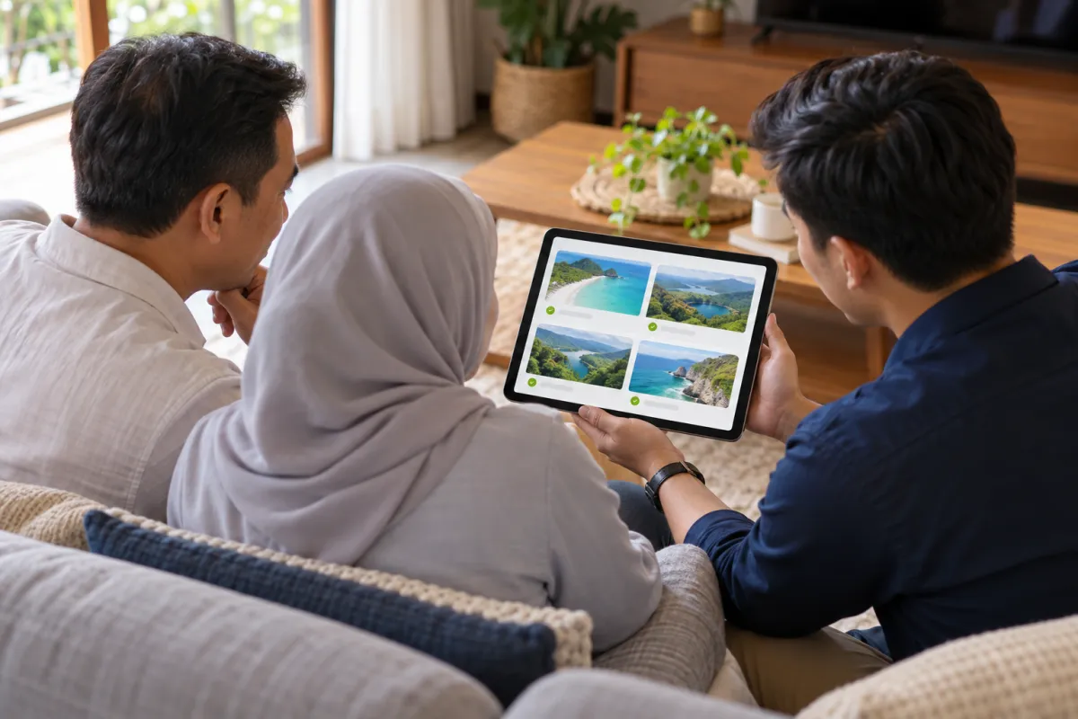 Agen travel menawarkan pilihan paket perjalanan kepada calon jamaah di rumah mereka
